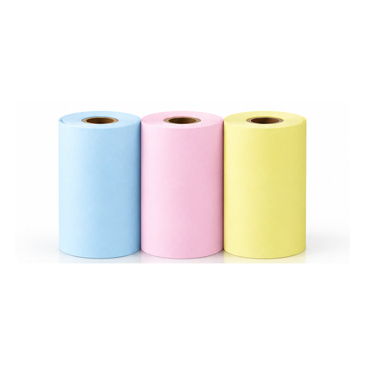 Pastel paper pack: one blue, one pink and one yellow roll